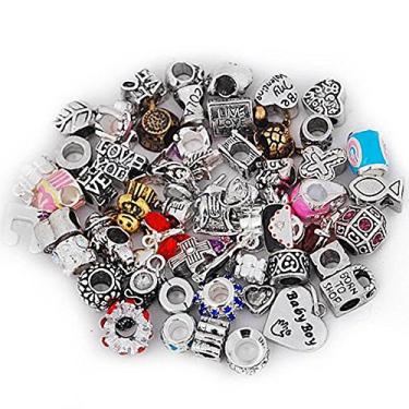 Imagem de Sexy Sparkles 10 miçangas sortidas de cores e pingentes para pulseira de corrente de cobra, Liga metálica de zinco, strass, liga