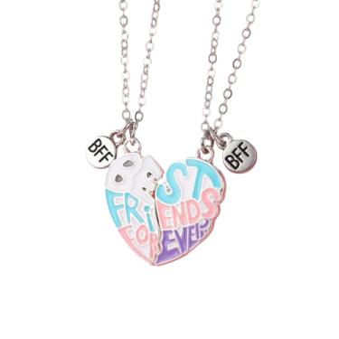 Imagem de Colar Best Friend Amizade Coração Magnético Combinando BFF, Presentes Comemorativos de Aniversário para 2 Irmãs, Medium, Zinco, Zircônia cúbica