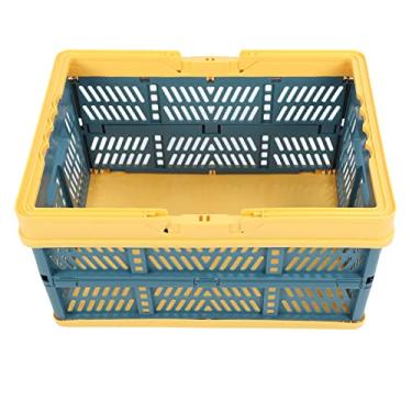 Imagem de Yinhing Crates de Armazenamento de Cestas Dobráveis ​​lida Com Pp Plástico Dobrável Shopping Cesto de Cozinha de Cozinha Tronco de Carro de Escritório (Amarelo Verde Tamanho Grande)