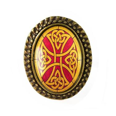 Imagem de Anel de cruz celta - arte de nó irlandês, pulseira ajustável de prata ou bronze antigo, bijuteria oval artesanal - 305, Adjustable, Metal, Sem pedra preciosa