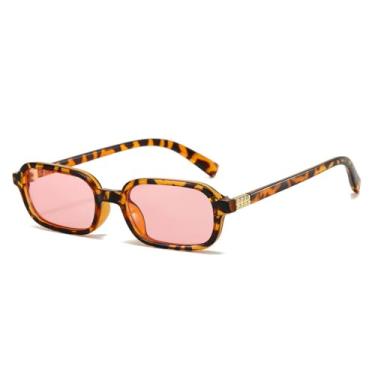 Imagem de Óculos de Sol de Armação Pequena Feminino UV400 Masculino Estilo Punk para Esportes ao Ar Livre, Corrida e Ciclismo, Estampa de Leopardo Rosa