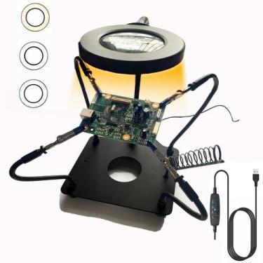 Imagem de Estação de solda Helping Hands com lupa e luz - IQIETOY