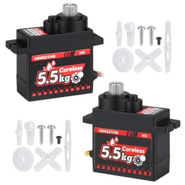 Imagem de HobbyPark 2-Pack Waterproof 5.5kg High Torque Micro Servo Coreless Motor Metal Gear Arduino Servo Programmable RC Servo for 1/24 Crawler Cars Boats Robotics FCX24 SCX24 Steering Servo 4.8-8.4V