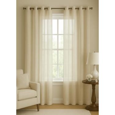 Imagem de Cortina Linho Cambraia 4,00 x 2,60 m – Natural 100% Poliéster com Efeito Linho, Tecido Leve e Durável – W Menegatti