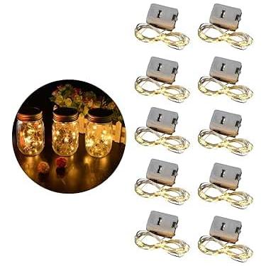 Imagem de Kit 10 Fio de Luzes de Fada LED 2m 20 Leds · 3 Funções · Fio de Cobre Flexível · Iluminação Decorativa Natalina · Festas, Garrafas, Ambientes · Luz Quente