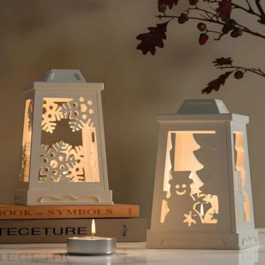 Imagem de Topo de castiçal montado de Natal, molde de resina epóxi, veado e lanterna de floco de neve, molde de silicone de floco de neve