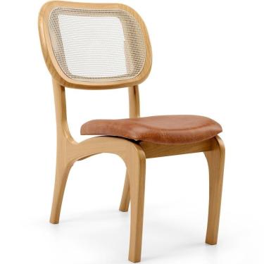 Imagem de Cadeira Para Sala De Jantar Estofada E Tela Mariah L02 Couríssimo Camel