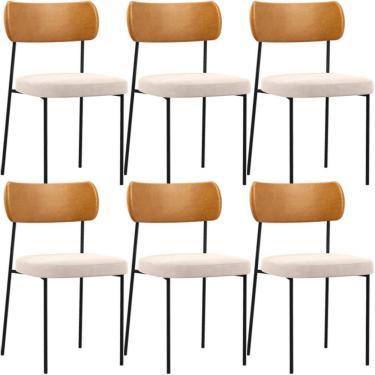 Imagem de Kit 06 Cadeiras Sala De Jantar L02 Whisky Suede Bege