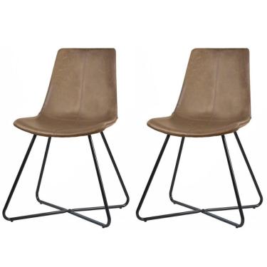 Imagem de Kit 2 Cadeiras Brenda Rivatti Poliuretano Marrom Base Preta