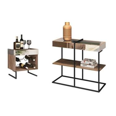 Imagem de Kit Adega E Aparador Com Espelho Aurora Demolição Preto