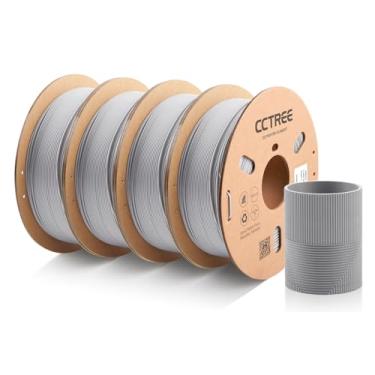 Imagem de CCTREE Pacote de filamento fosco PLA 1,75 mm 4 kg, precisão dimensional ± 0,03 mm, filamento fosco de alta velocidade e alta dureza, serve na maioria das impressoras 3D FDM, cinza fosco * 4
