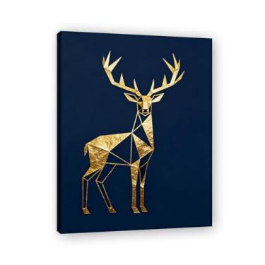 Imagem de Moldura interna. Pintura de Natal glamorosa minimalista, arte geométrica dourada, decoração de Natal moderna emoldurada para parede da sala de estar. A21. 50x65cm-19,7x25,6in