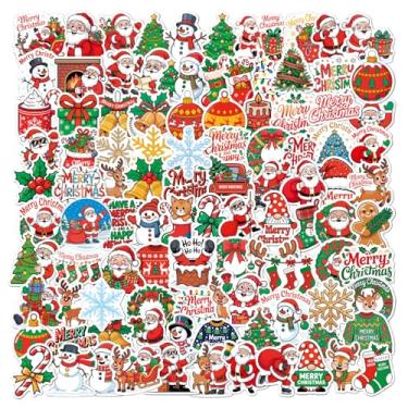 Imagem de 100 peças de adesivos com tema de Natal, adesivos impermeáveis para festas de fim de ano, para garrafas de água, álbuns de recortes e artesanato – lembrancinhas divertidas para festas de fim de ano