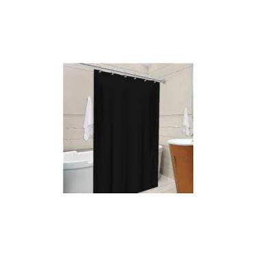 Imagem de Cortina de Box para Banheiro em PVC, Copacabana Preto, 138x198cm, Resistente e Antimofo, com Ganchos