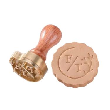 Imagem de Carimbo de cerâmica personalizado de latão com seu logotipo personalizado para fabricantes de cerâmica, couro, sabonete, assinatura de biscoito (5 cm)