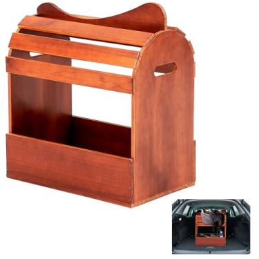 Imagem de Eccliy Suporte de selim arqueado de madeira de pinho 50,8 cm x 30,5 cm x 50,8 cm Rack de sela de carro portátil resistente com prateleira inferior acessórios de sala de armazenamento selas de exibição