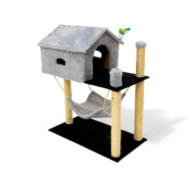 Imagem de Arranhador para Gatos Arranhador para Gatos Grande Completo Com Uma Casinha para Gatos Ideal para Manter os Gatos Entretidos em Casa e Evitar ArranhõEs no Sofá.(Cinza)