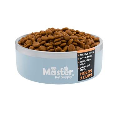 Imagem de Master Pet Supply Tigelas de aço inoxidável para cães – 740 ml, resistente – azul geleira, parede dupla, isolamento extragrosso, tigela de água antiderrapante para cães, gatos e animais de estimação