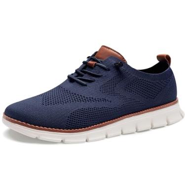 Imagem de Breeze Tênis masculino casual de negócios, calçado urbano confortável Breeze para homens, tênis social de malha Oxford, respirável superior Wearbreeze calçado, tênis leve com cadarço, Azul, 8.5 Women
