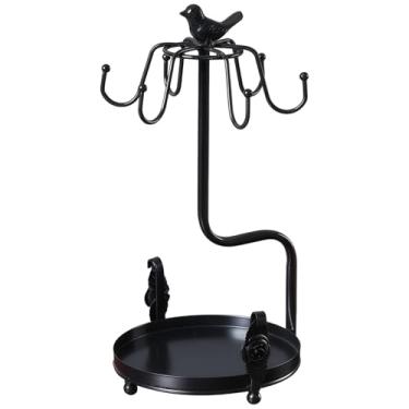 Imagem de LUMINFLY Suporte de árvore de xícara de café para bancada, bandeja de ferro com pássaro preto, design de canecas grandes com 6 ganchos, decoração de cozinha elegante e funcional