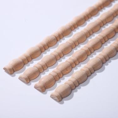 Imagem de Guarnição de cabaça de madeira, pacote com 24, moldagem de acabamento de madeira 3D inacabada L15.75 cm Borda decorativa de painel de cabaça para móveis domésticos DIY, armário, prateleira, decoração