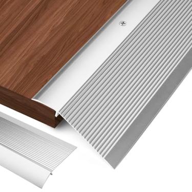 Imagem de Orechic Limite de porta de metal de alumínio para portas, rampas para portas de até 4 cm, faixa de transição acessível para cadeiras de rodas, para azulejo, madeira, vinil, pisos de concreto laminado