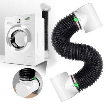 Imagem de Mangueira de ventilação de secadora para espaço apertado, mangueira flexível de 6 camadas de 10 cm com cotovelo de 90 graus, kit conector de duto de secador resistente ao calor, mangueira de
