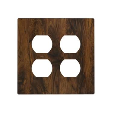 Imagem de Wmhusu Capa de interruptor de luz marrom rústico grão de madeira vintage textura de madeira 2 gangues placas decorativas de interruptor duplo duplo placas de interruptor e capas de tomada para