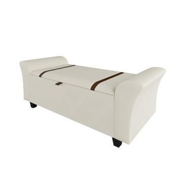 Imagem de Recamier Baú Banco 120cm Moderno Cama Solteiro/casal Premium Sapateira Estofado Organizador Design Elegante E Sofisticado (Bege)