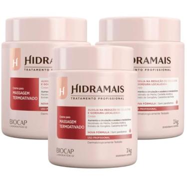 Imagem de Kit 3 Creme Para Massagem Corporal Termoativado 1kg - Hidramais