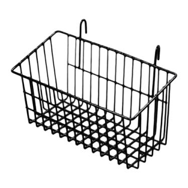 Imagem de MotiveTech Painel de parede com grade, cesto de arame suspenso com ganchos, organizador portátil, prático e moderno para cosméticos e produtos de higiene, Preto 21x9.3x11.3cm