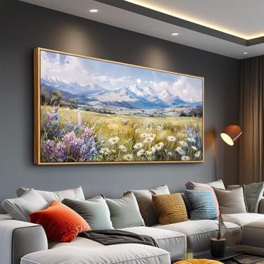 Imagem de QIYILEXWART Arte de parede grande para quarto decoração de parede para sala de estar decoração de escritório faixa grama paisagem pintura aquarela imagens em tela obras de arte pronto para pendurar