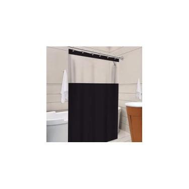 Imagem de Cortina de Box em PVC, Azul com Visor, 138x198cm, Impermeável, com Ilhós Reforçado para Banheiro