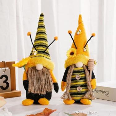 Imagem de Dylayos Gnomos de pelúcia Bumble Bee: pacote com 2 gnomos de abelha Mr. and Mrs para decoração de casa de primavera e verão, presente do Dia Mundial da Abelha, exibição de cozinha ou bandeja em