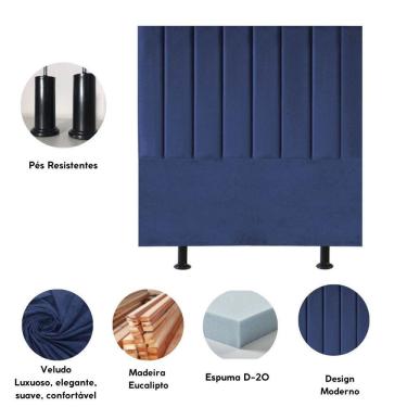 Imagem de Cabeceira Estofada Cama Box Casal 140 Cm Mavie Veludo azul Marinho