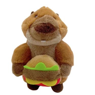 Imagem de Chaveiro de pelúcia Groundhog Holding Hamburger Brown 9 cm