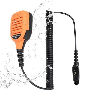 Imagem de Microfone de alto-falante de ombro à prova d'água com conector de 3,5 mm compatível com Motorola, Retevis, rádios Ailunce, classificação IP para uso externo, áudio claro (laranja amarelo)