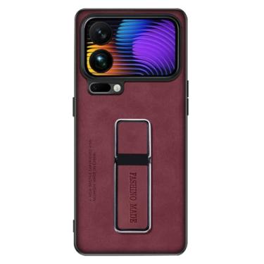 Imagem de FWYANZH Capa de couro para Xiaomi 17 Pro Max/17 Pro/17, suporte oculto ajustável, proteção fosca, lente de câmera à prova de choque, vermelha, 17 Pro