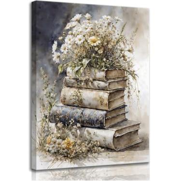 Imagem de Livros de flores vintage arte de parede em tela livros temperamentais imagens de natureza morta pinturas florais antigas impressões luz academia galeria estética pôsteres imagens minimalistas