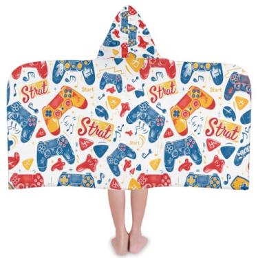 Imagem de Hanxuanyifan Toalhas de banho infantis, controle de jogo toalha infantil meninas meninos com capuz praia, banheiro, toalhas de natação de piscina 61 × 127 centímetros ultra absorventes toalhas de