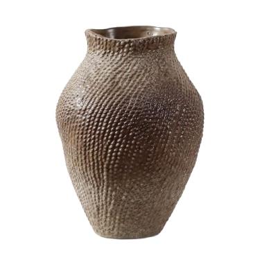Imagem de Vaso grande de cerâmica para decoração de casa, vaso de flores decorativo de esmalte reativo, vaso rústico moderno para cozinha, prateleira, sala de estar, quarto, escritório, decoração de mesa