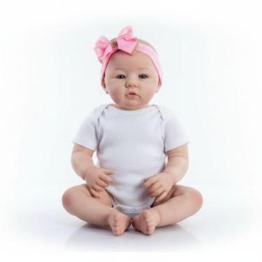 Imagem de Bebê Reborn Menina Silicone, Banho Carequinha - Mundo Azul e Rosa