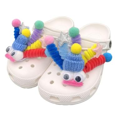 Imagem de TYUniZB Amuletos de sapato DIY com hastes de chenille】 Decorações engraçadas de estrela do Coringa para Crocs Tamancos Sandálias de artesanato colorido de pelúcia DIY para sapatos e pulseiras