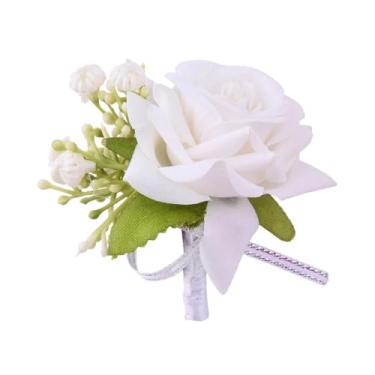 Imagem de Broche de flor na lapela do noivo broche de casamento para padrinhos padrinhos broches de flor de rosa broches de crachá para festa de formatura de casamento, acessórios de terno masculino