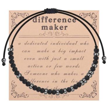 Imagem de LQRI Pulseira Difference Maker Morse Code Make a Difference Thank You Gift for Teacher Coach Mentor Boss Leader Coworkers, Small, Aço inoxidável Cobre, Cobre
