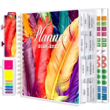Imagem de Montcool Planner 2024-2025 20 x 24,9 cm, agenda anual de julho de 2024 a dezembro de 2025, abas de página, página separadora, pasta de bolso, marcador, conjunto de notas adesivas, penas coloridas