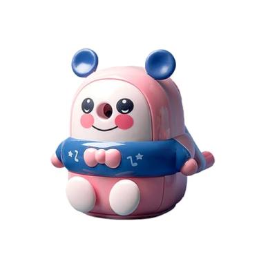 Imagem de GZBABY Apontador de lápis manual, manivela com espessura de ponta ajustável, formato de urso sorridente fofo (rosa)