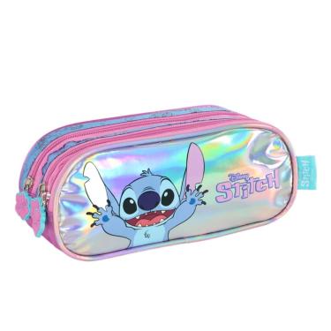 Imagem de Estojo Triplo Escolar Stitch Holografico Roxo Luxcel Up4you