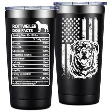 Imagem de Loecuxe Presentes Rottweiler para mulheres, homens - Dia das Mães, Dia dos Pais, presentes de aniversário para donos de cães Rottweilers - Copo Rottweiler Dog Facts Tumbler Cup 590 ml