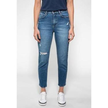 Imagem de Calça Mom Jeans Puídos Fit Guess Azul-Feminino